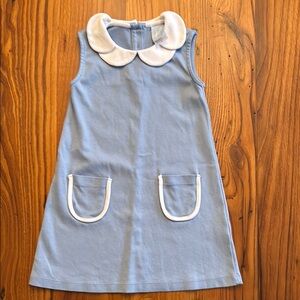 Blue Sleeveless Dress with White Collar